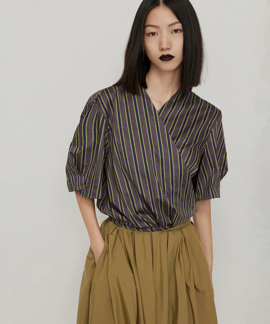 Striped Cotton Wrap Shirt