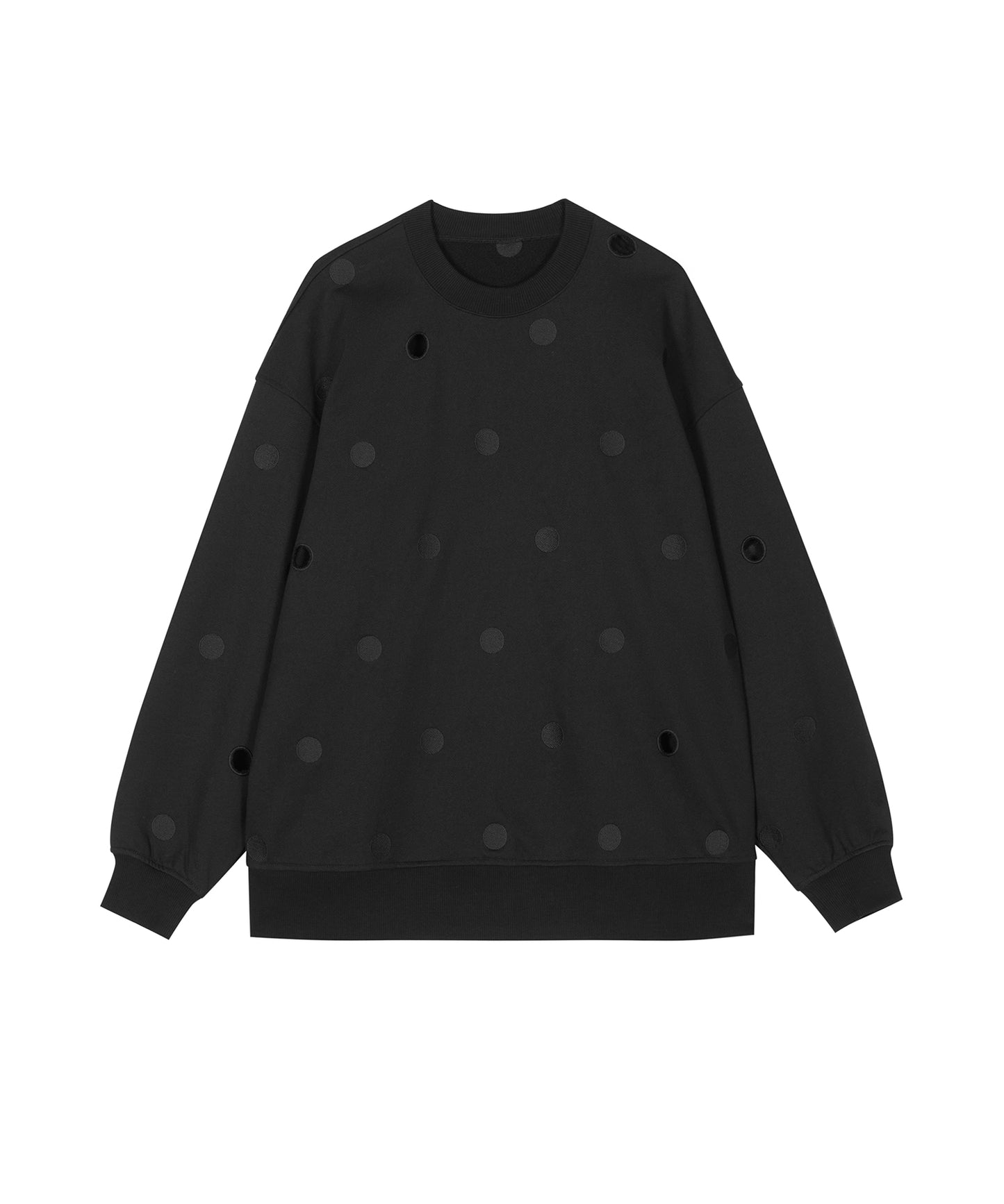 Polka-dot Embroidery Cut-out Cotton Sweatshirt