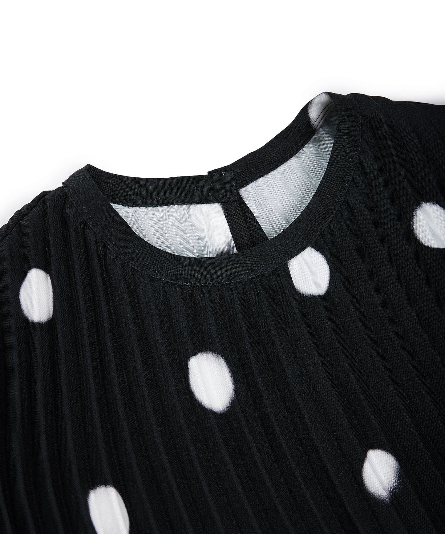 Polka-dot Wavy-pleated Polyester Dress