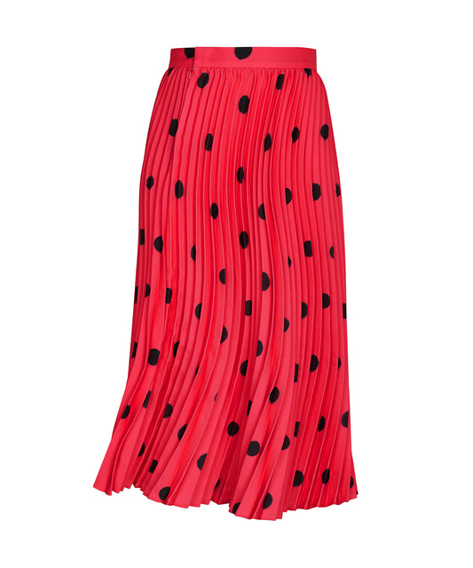 Polka-dot Wavy-pleated Polyester Skirt