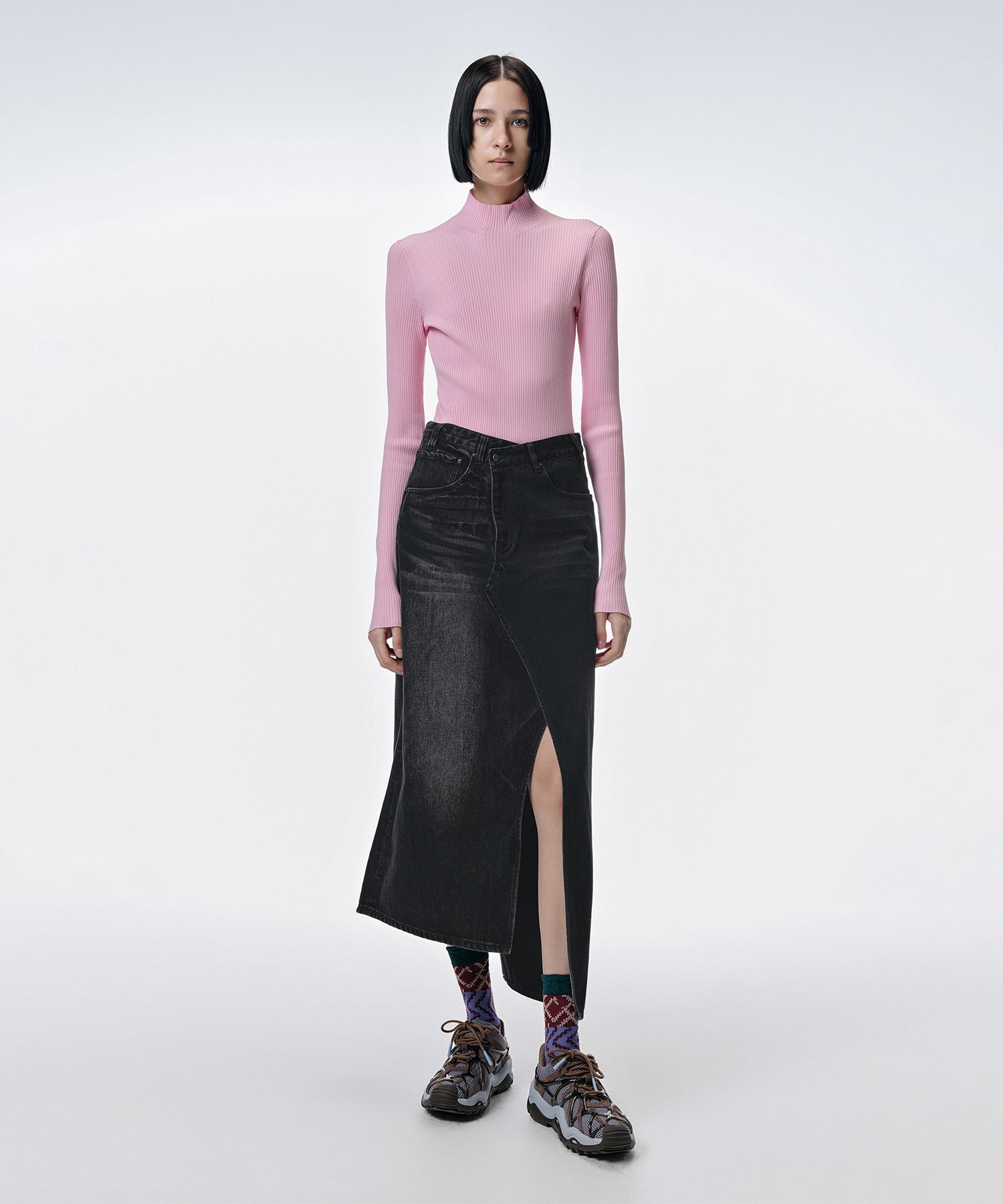 Asymmetric Spliced Two-tone Denim Skirt – JNBY ONLINE STORE