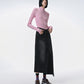 Asymmetric Spliced Two-tone Denim Skirt