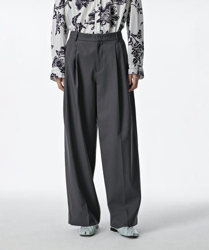 Pleated Wool Wide-leg Trousers