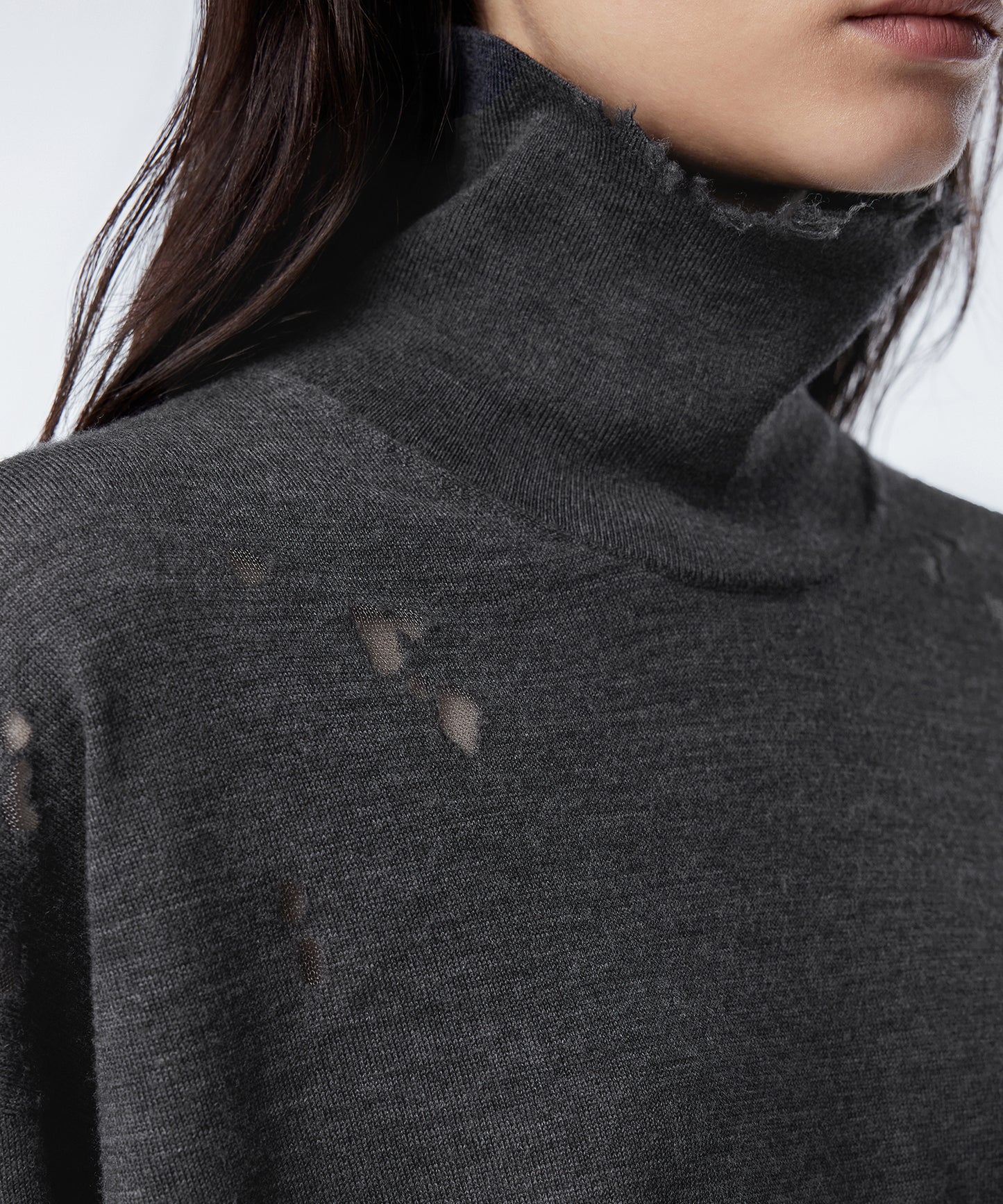 Distressed High-neck Sweater