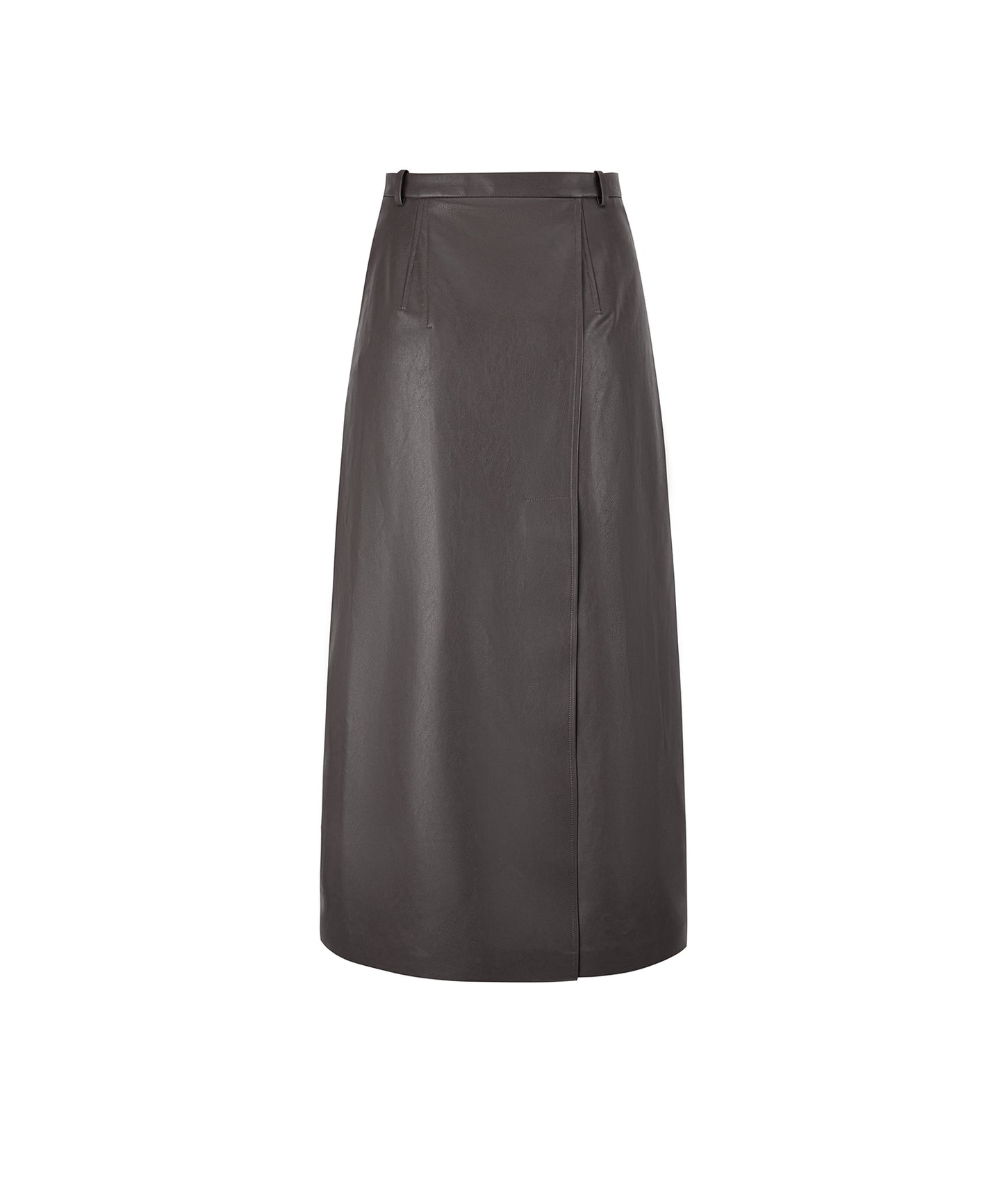 Faux-leather Front-slit Skirt