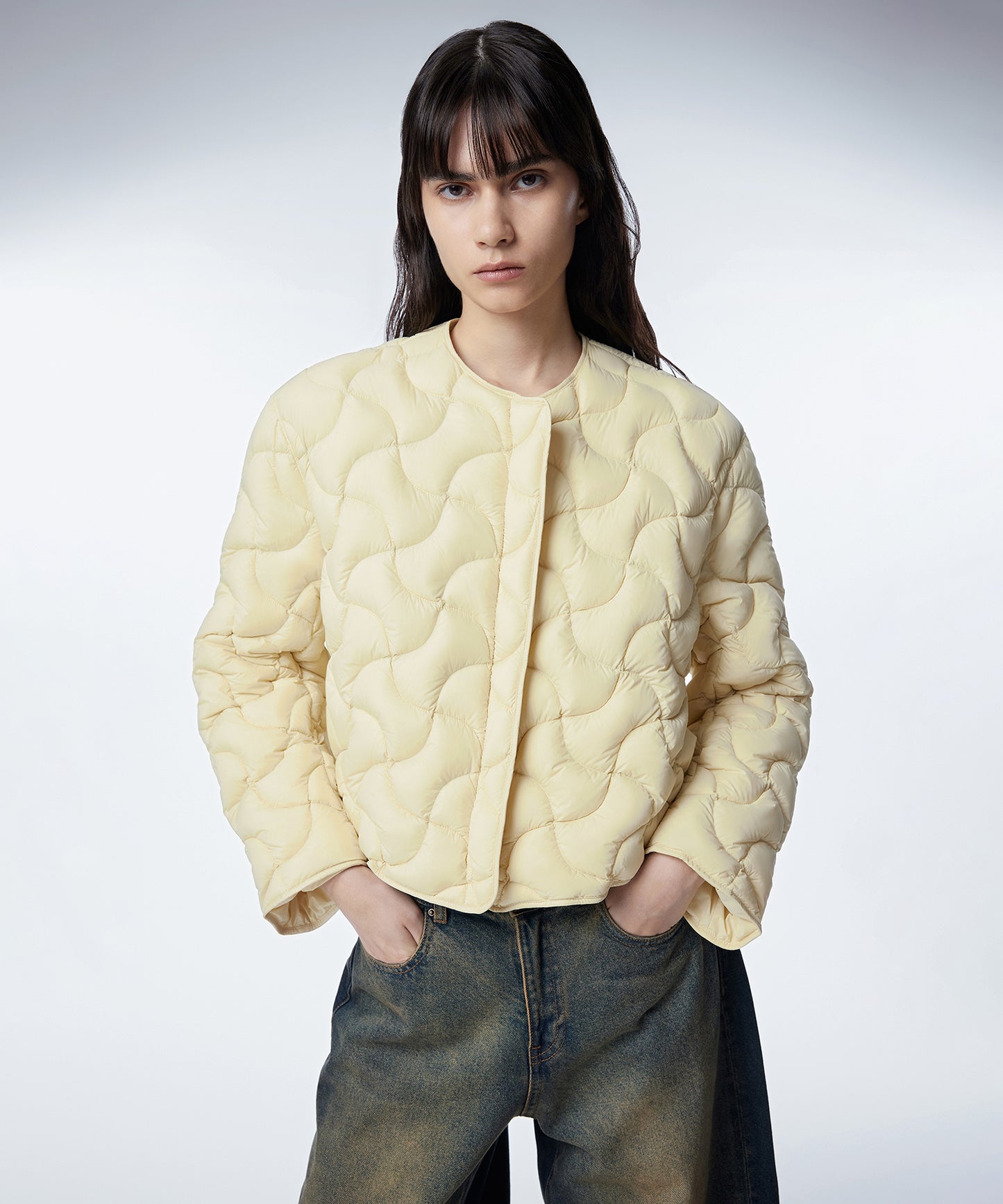 Wavy Diamond-quilted Reversible Jacket