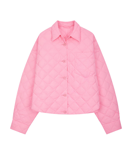 Diamond-quilted Cropped Jacket
