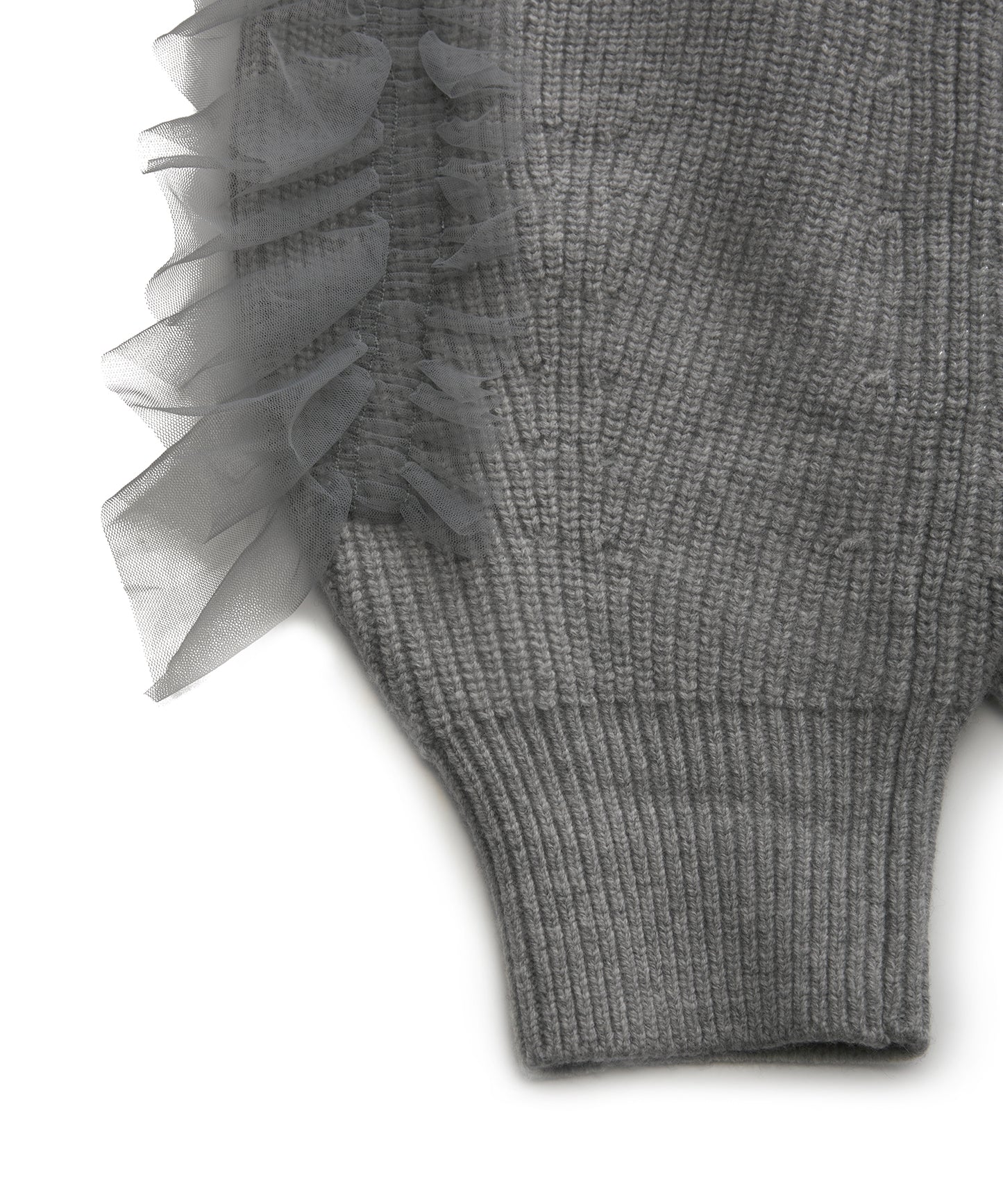 3D Tulle-embellished Zipped Cardigan