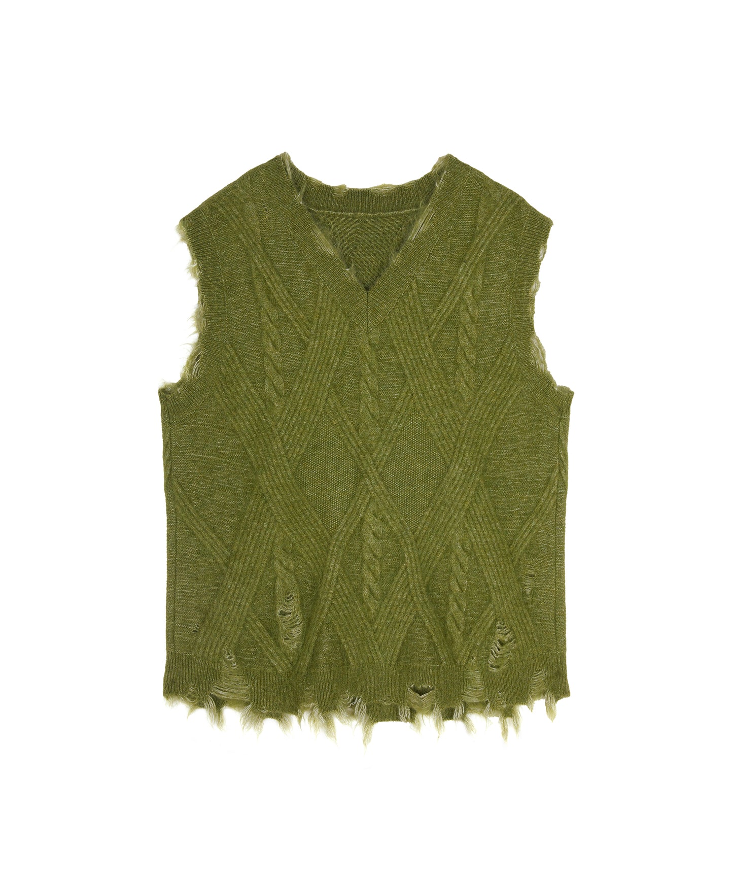 Frayed Twisted-jacquard Sleeveless Sweater