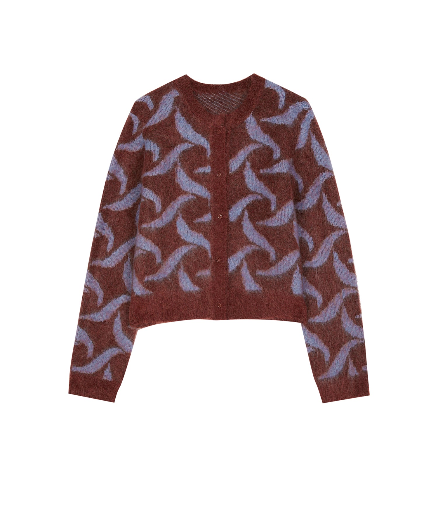 mcg3121-Eco mohair sweater fire pattern jacquard cardigan