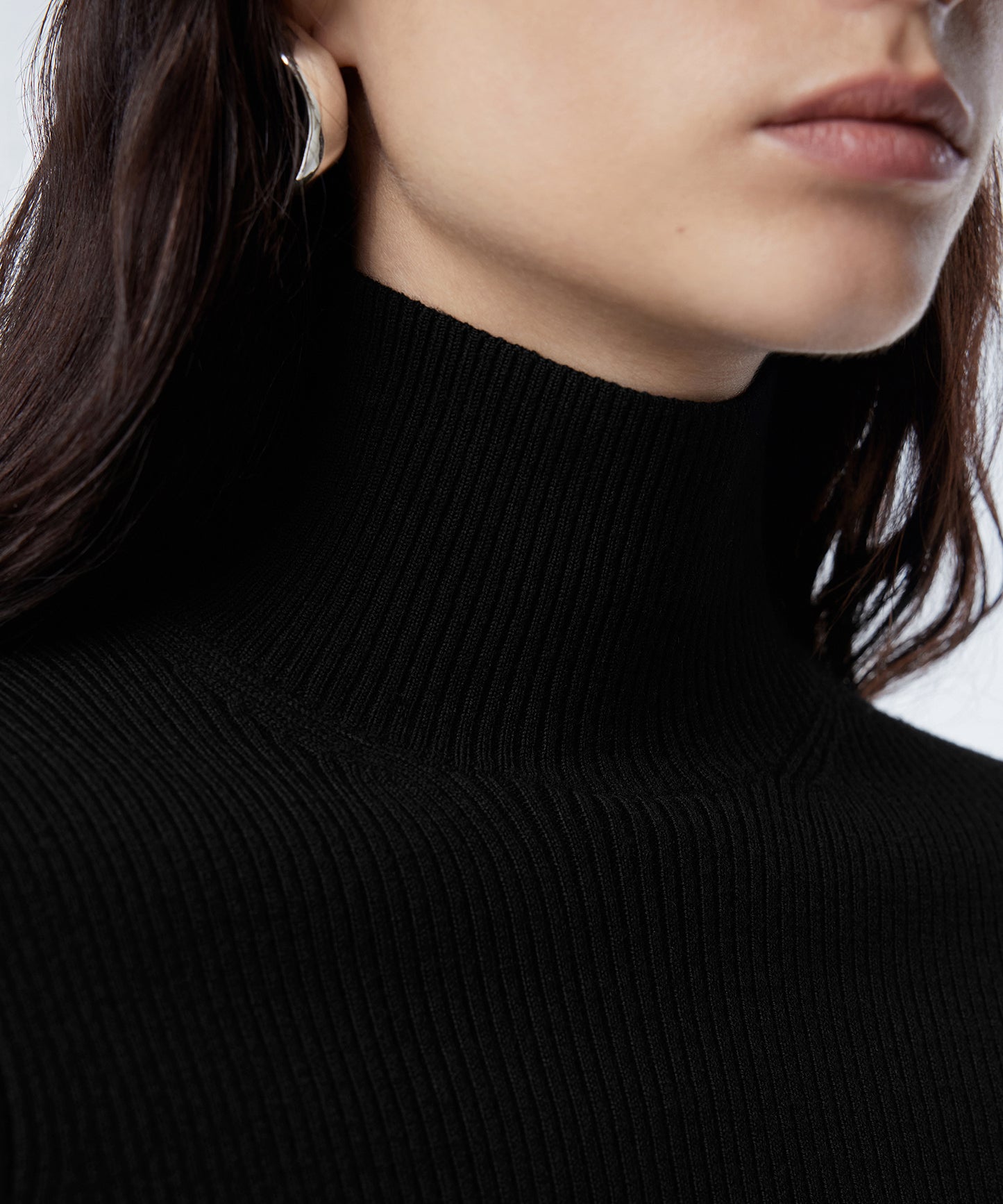 High-neck Ribbed-knit Sweater