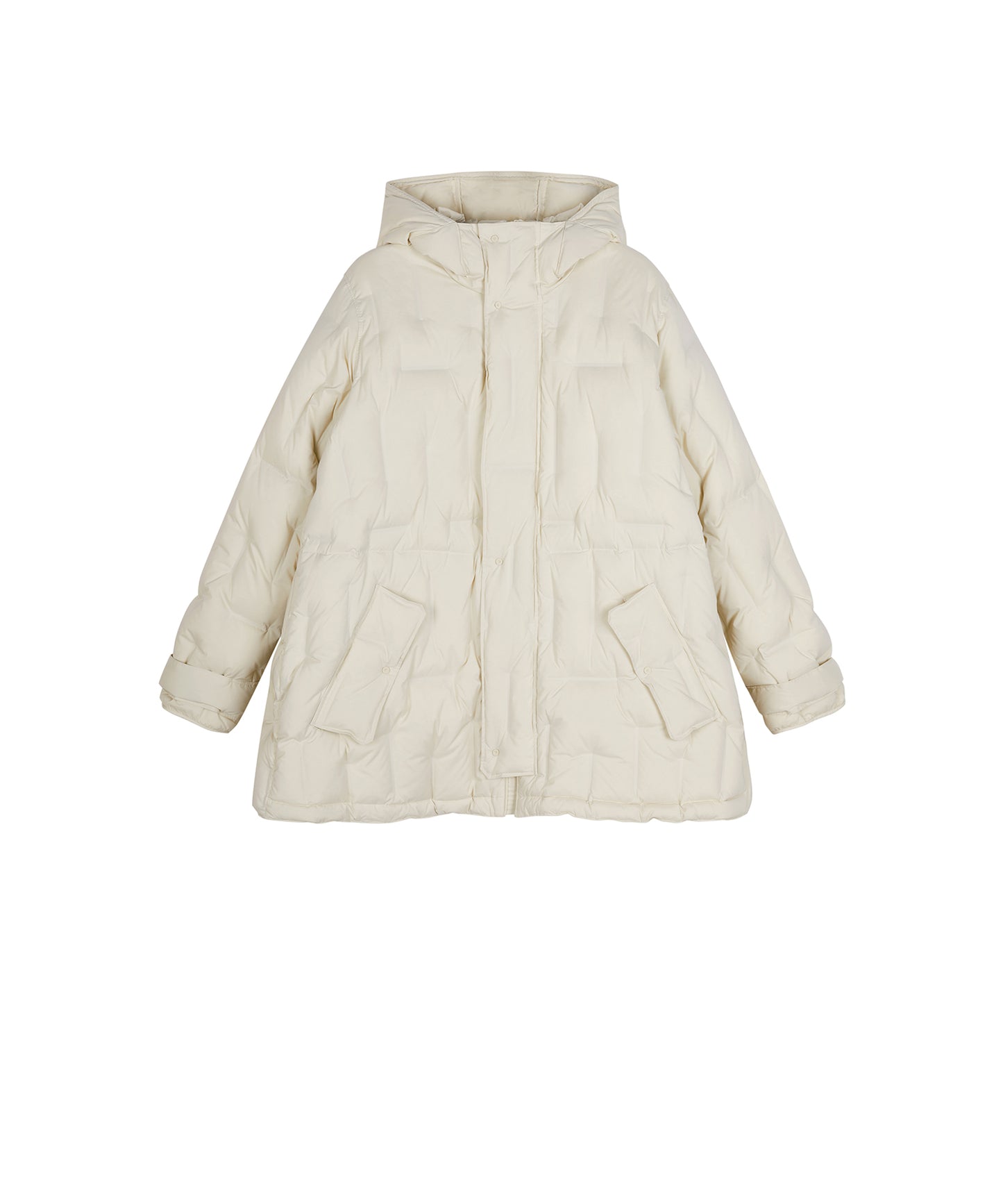 Bumpy Quilted Down Hooded Coat