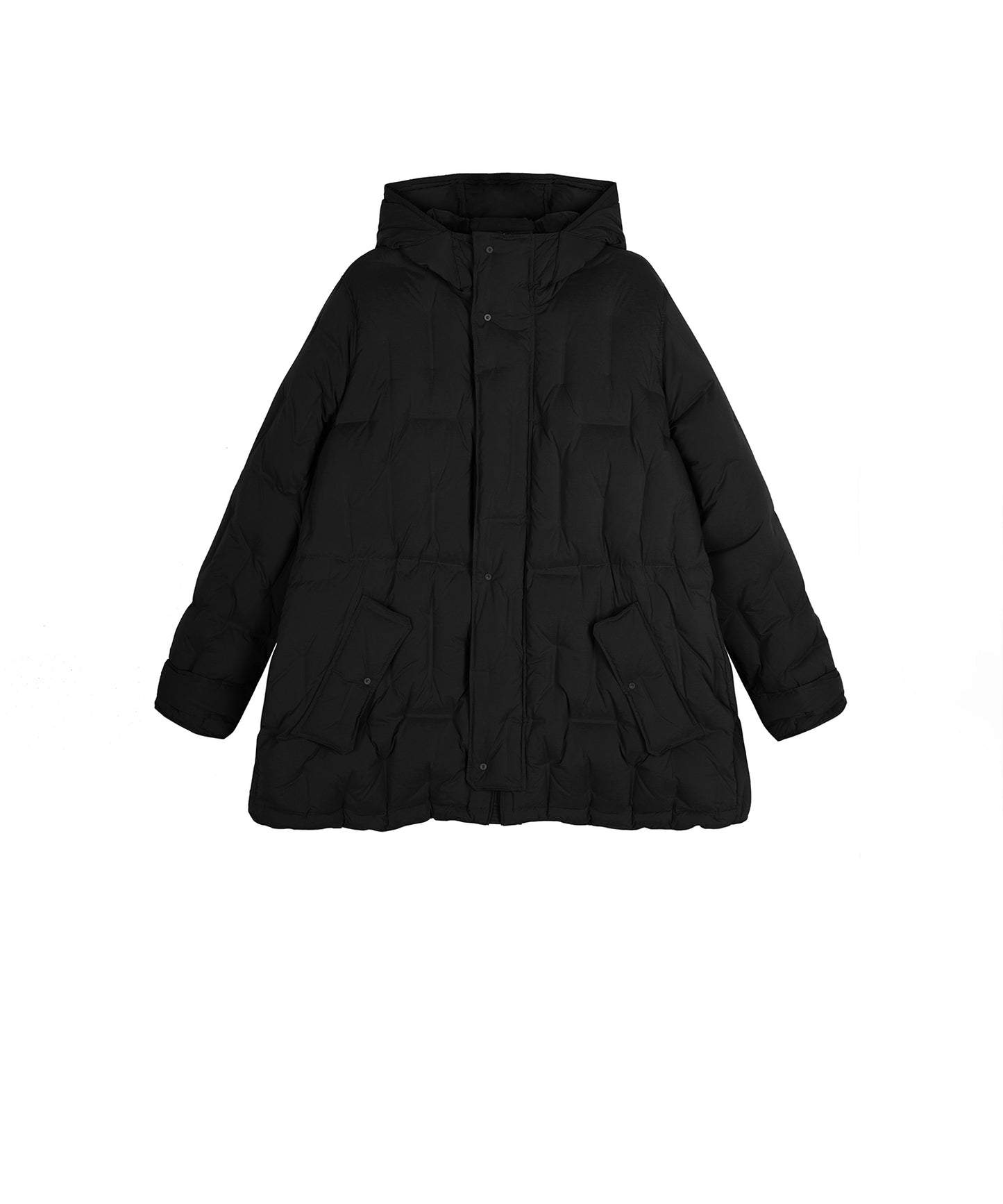 Bumpy Quilted Down Hooded Coat