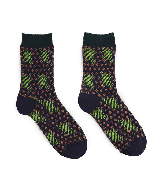 Geometric Patterned Stretch Cotton-blend Socks