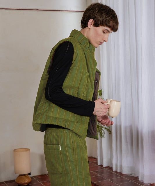 HOME Striped Corduroy Quited Vest