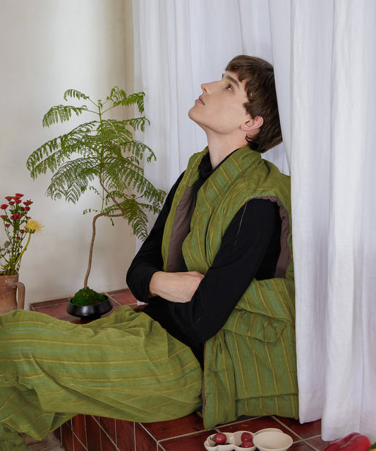 HOME Striped Corduroy Quited Vest