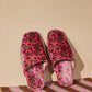 HOME Floral-pattern Velvet Square-toe Slippers