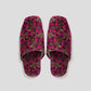 HOME Floral-pattern Velvet Square-toe Slippers