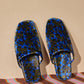 HOME Floral-pattern Velvet Square-toe Slippers