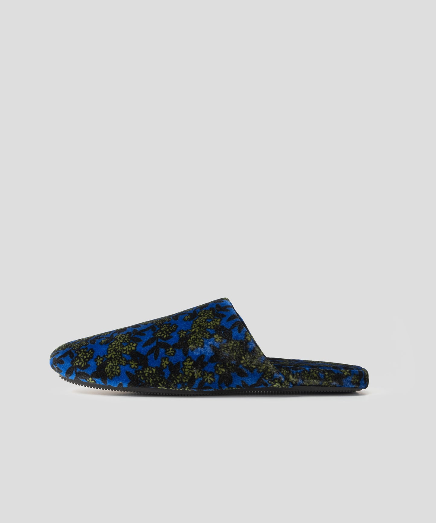 HOME Floral-pattern Velvet Square-toe Slippers