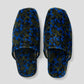 HOME Floral-pattern Velvet Square-toe Slippers