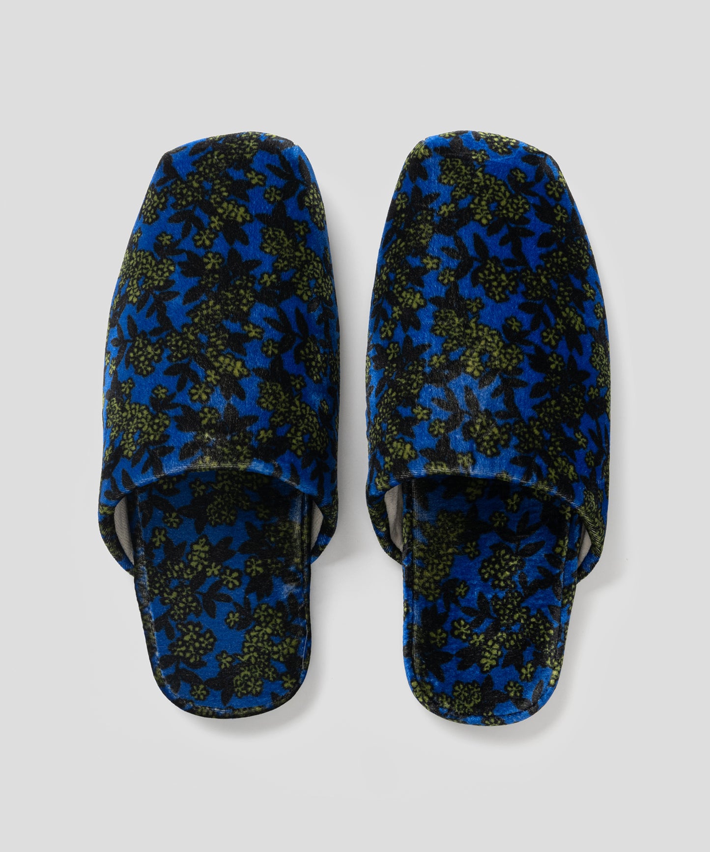 HOME Floral-pattern Velvet Square-toe Slippers