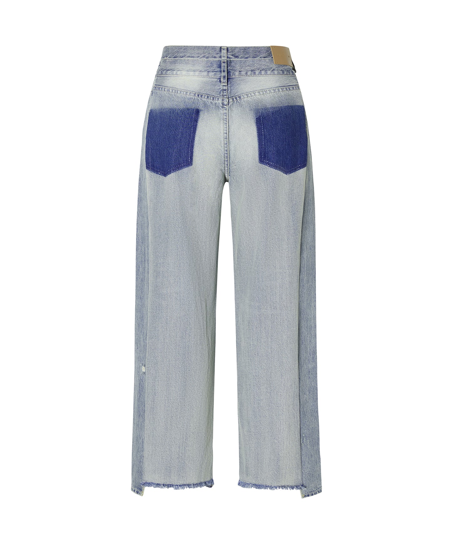 Double-waist Deconstructed Wide-leg Jeans