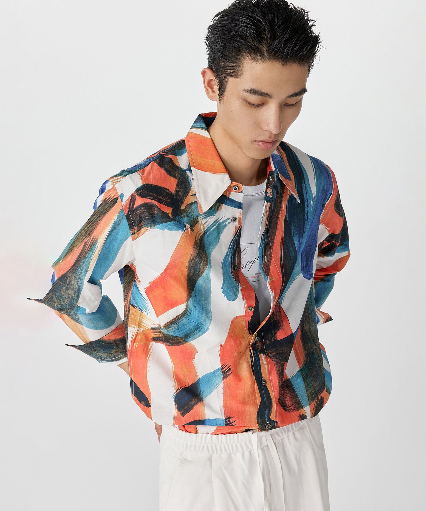 [CROQUIS]Abstract Lightweight Statement Shirt