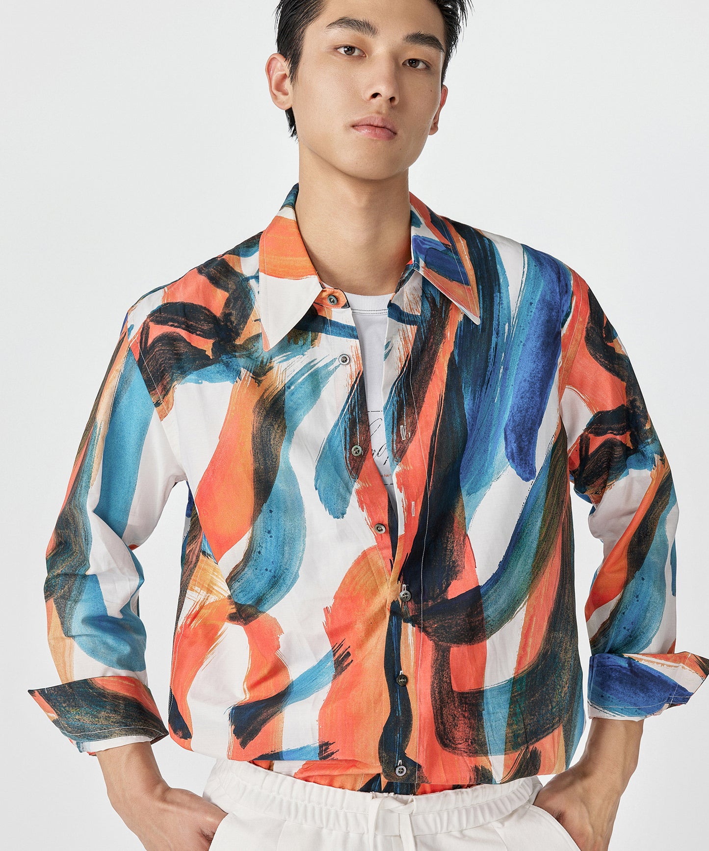 [CROQUIS]Abstract Lightweight Statement Shirt