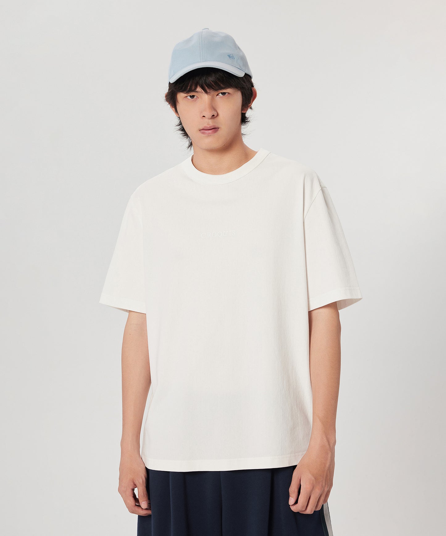 [CROQUIS]Monochrome Embroidered-logo T-Shirt