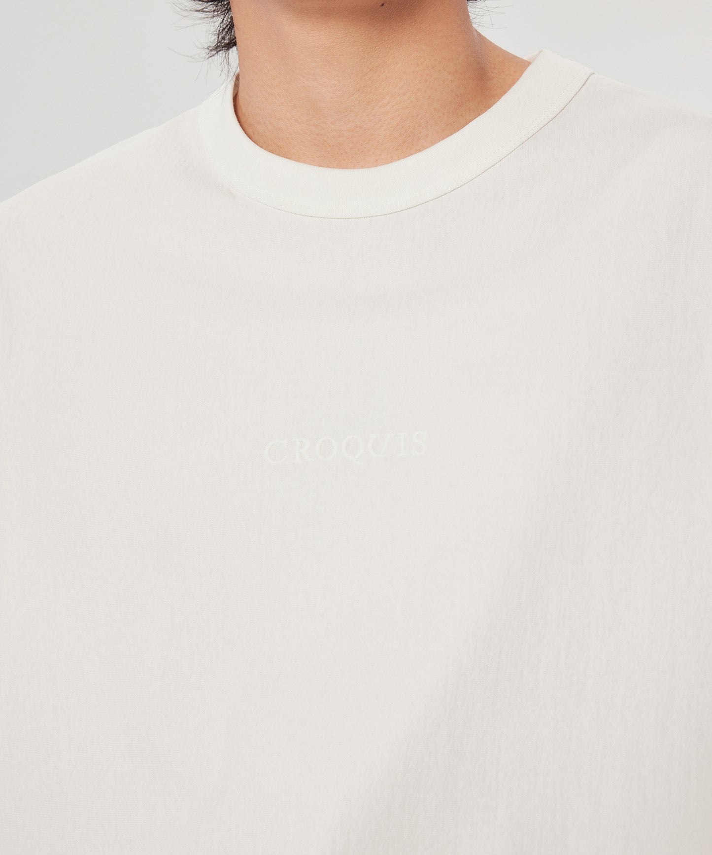 [CROQUIS]Monochrome Embroidered-logo T-Shirt