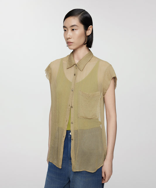 Sculpted Silk Georgette Shirt