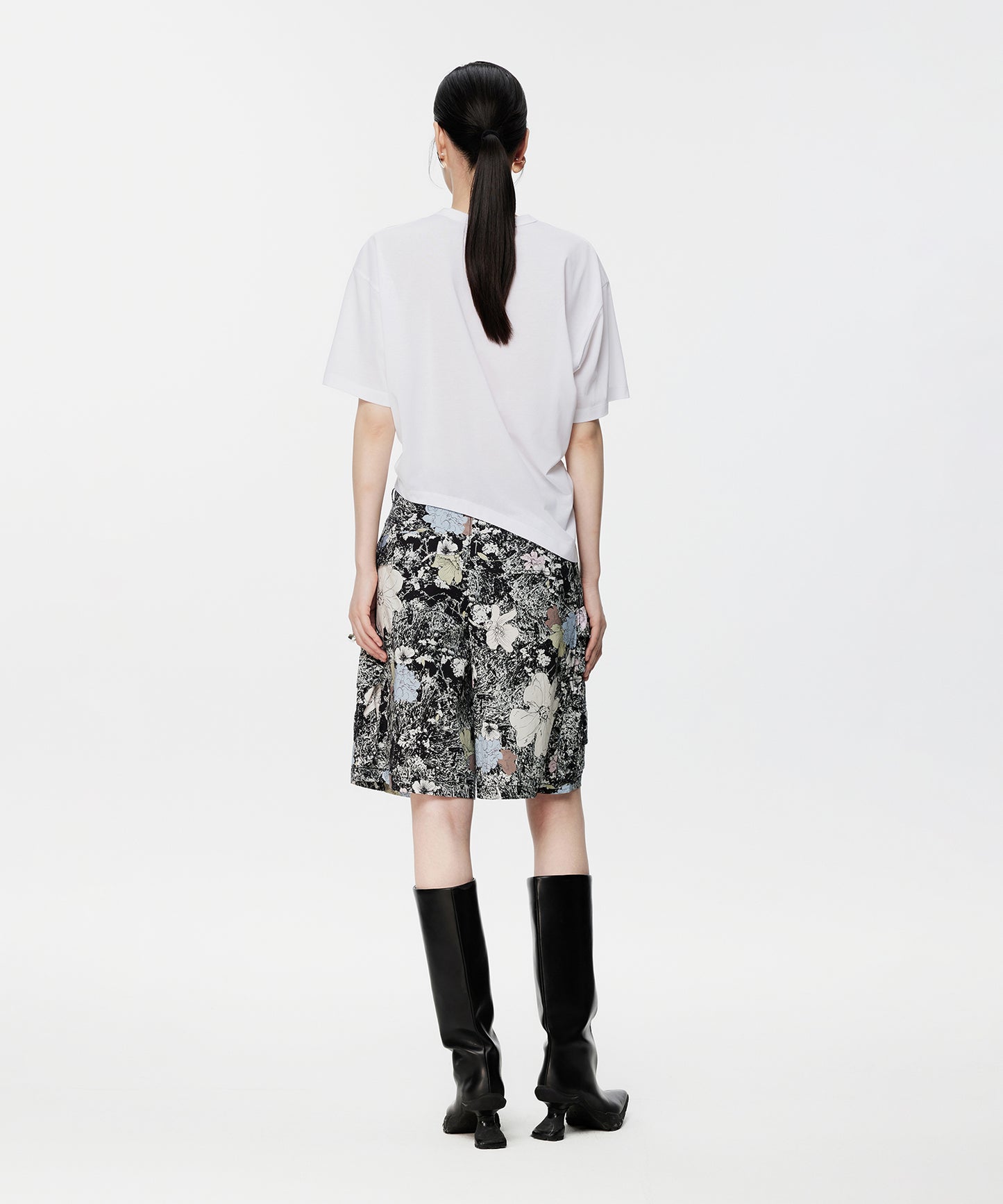 Pleated-waist Cropped T-Shirt