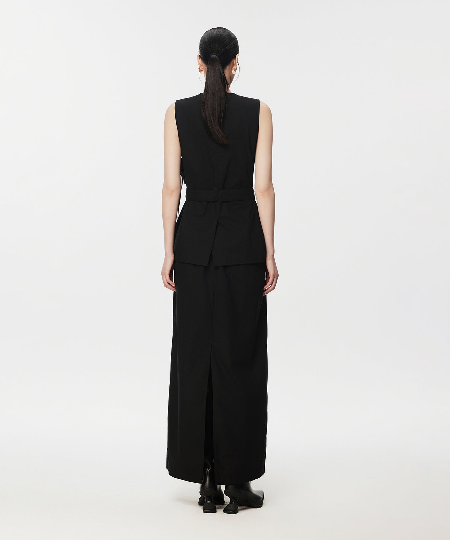 Elasticated-waist I-line Maxi Skirt