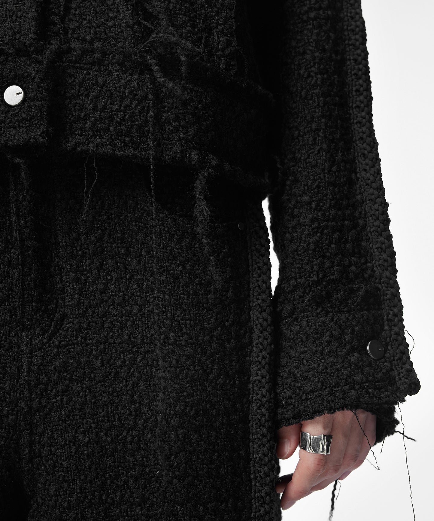 Frayed Tweed Collarless Jacket