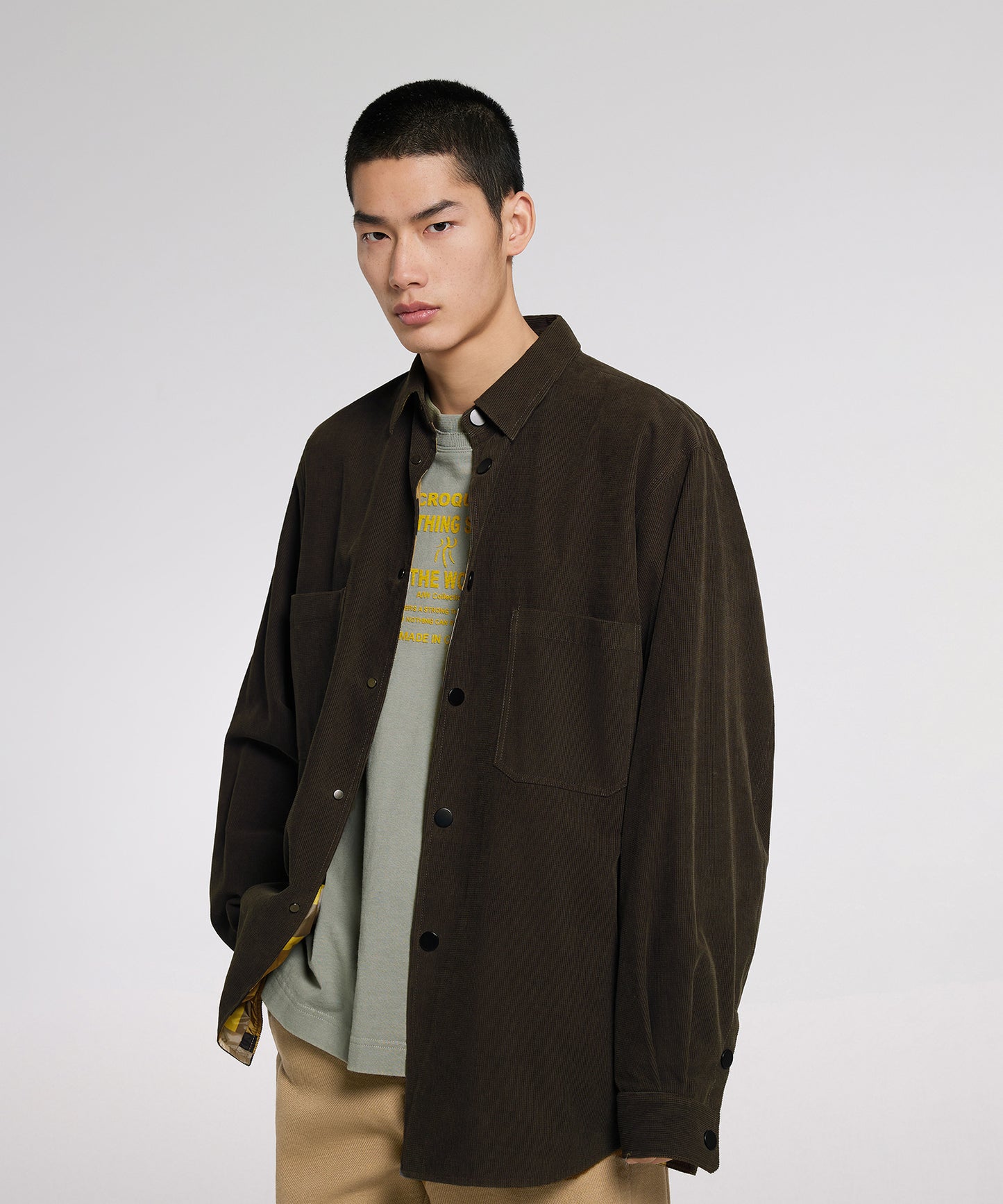 [CROQUIS]Reversible Corduroy & Geometric Pattern Jacket