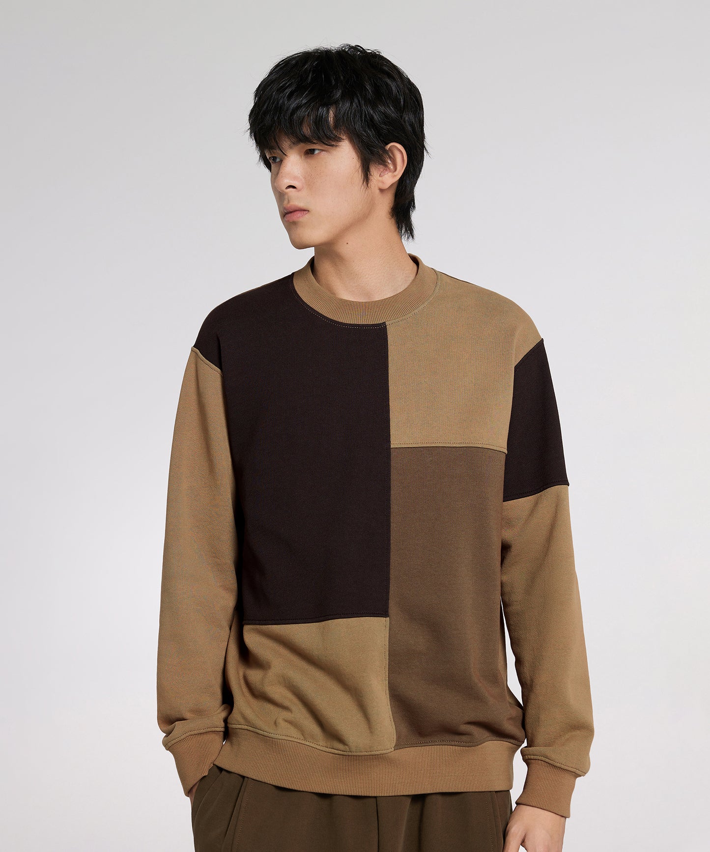 [CROQUIS]Color-block Warm Sweatshirt