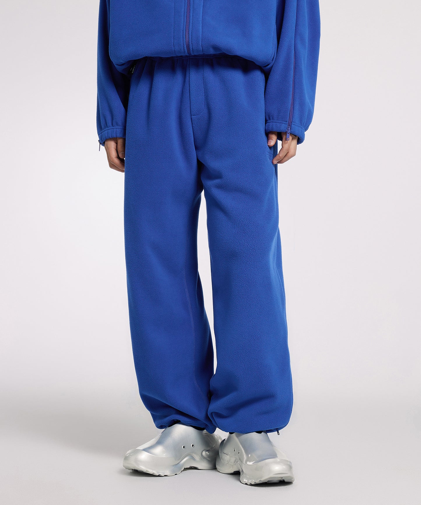 [CROQUIS]Double-zip Fleece Wide Pants