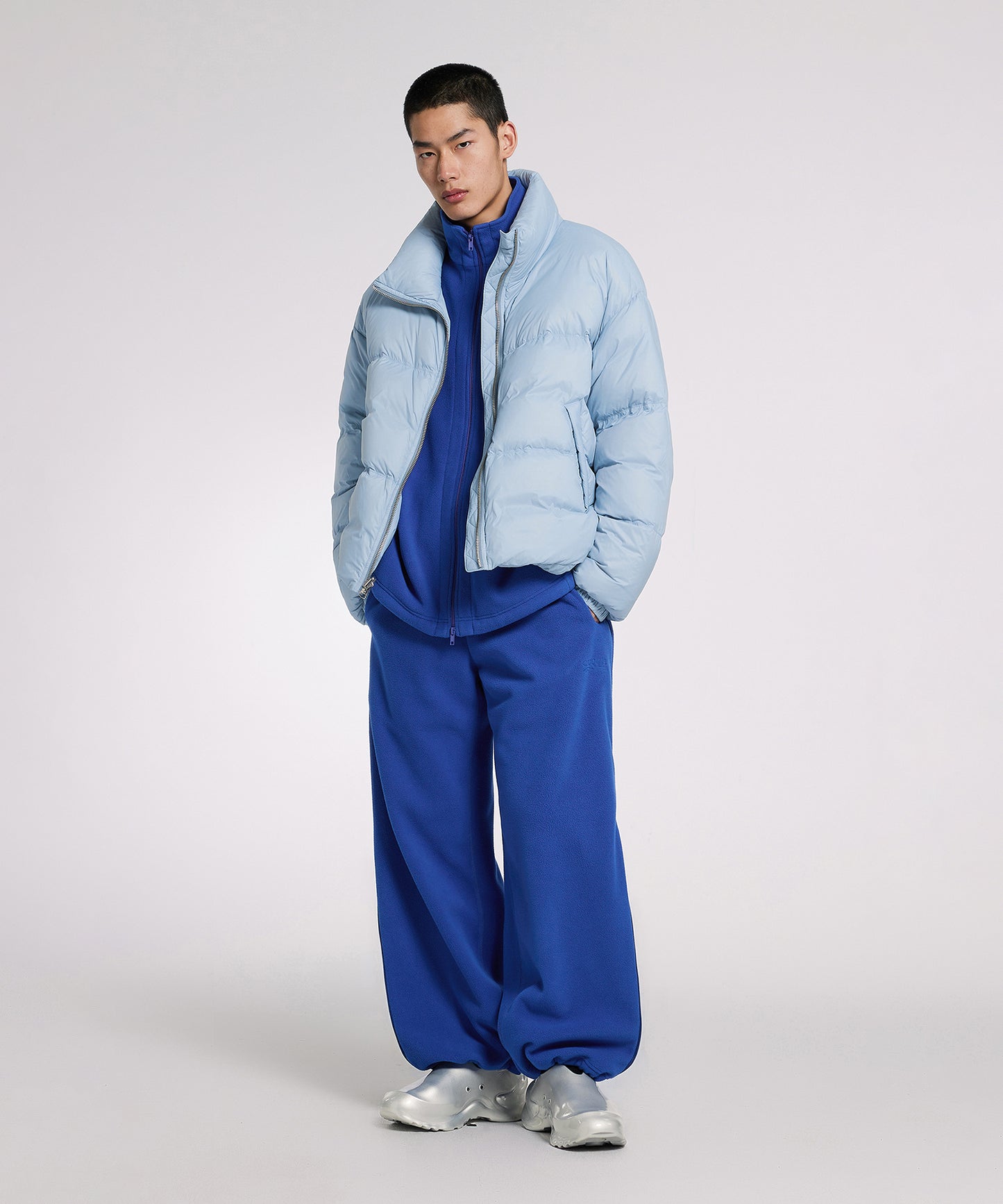 [CROQUIS]Double-zip Fleece Wide Pants