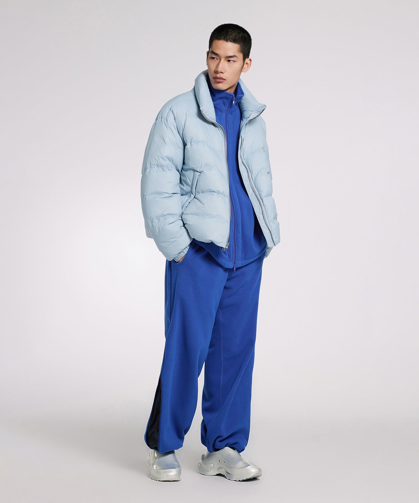 [CROQUIS]Double-zip Fleece Wide Pants