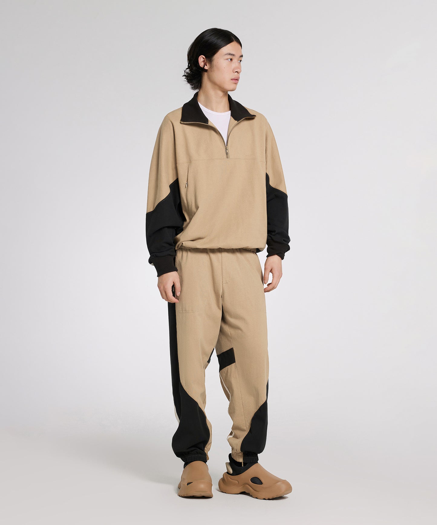 [CROQUIS]Color-block Zip-slit Jogger Pants