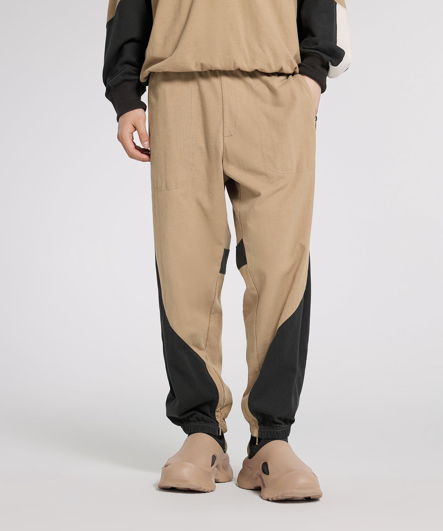 [CROQUIS]Color-block Zip-slit Jogger Pants