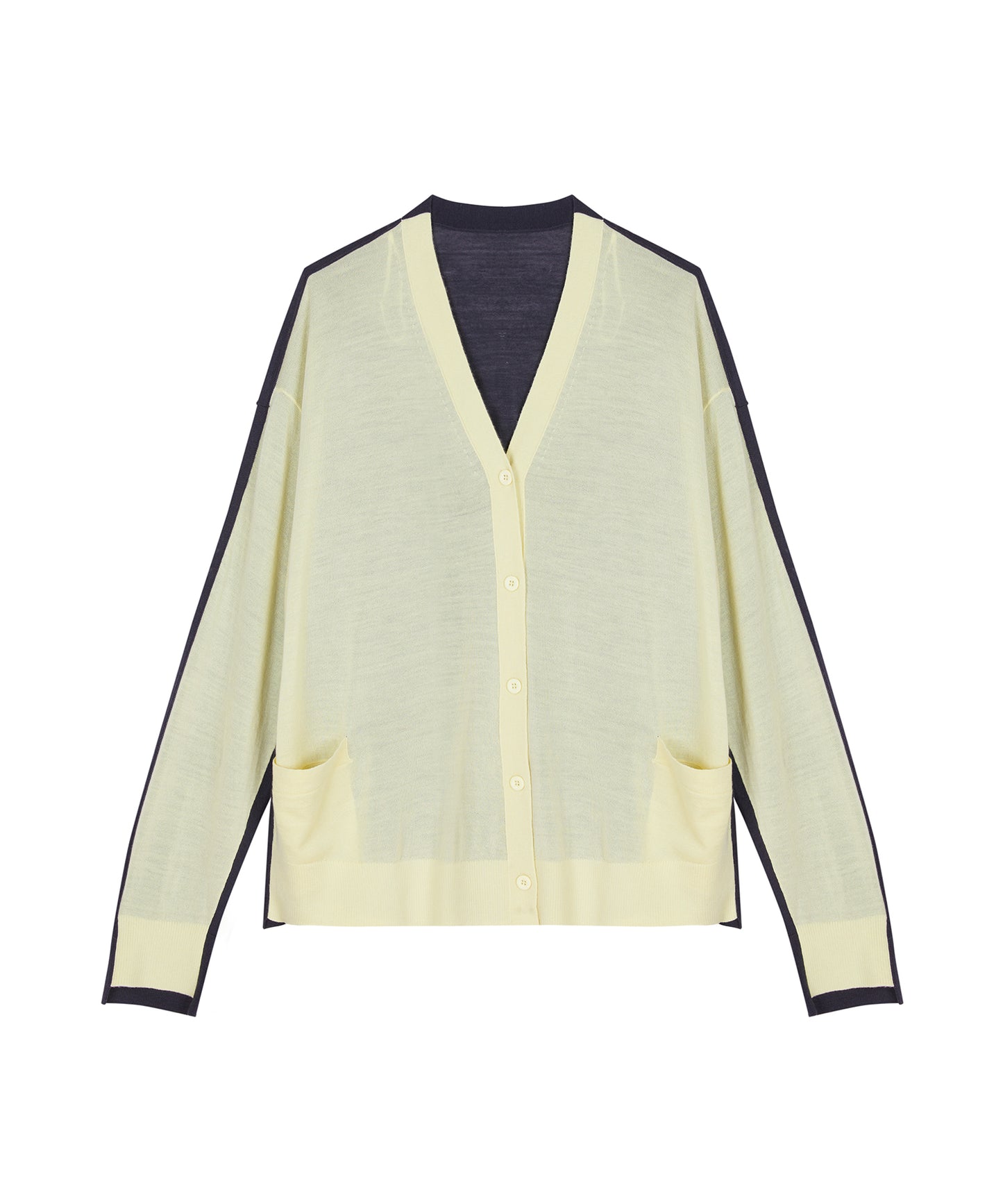 Two-Tone Merino Wool Cardigan