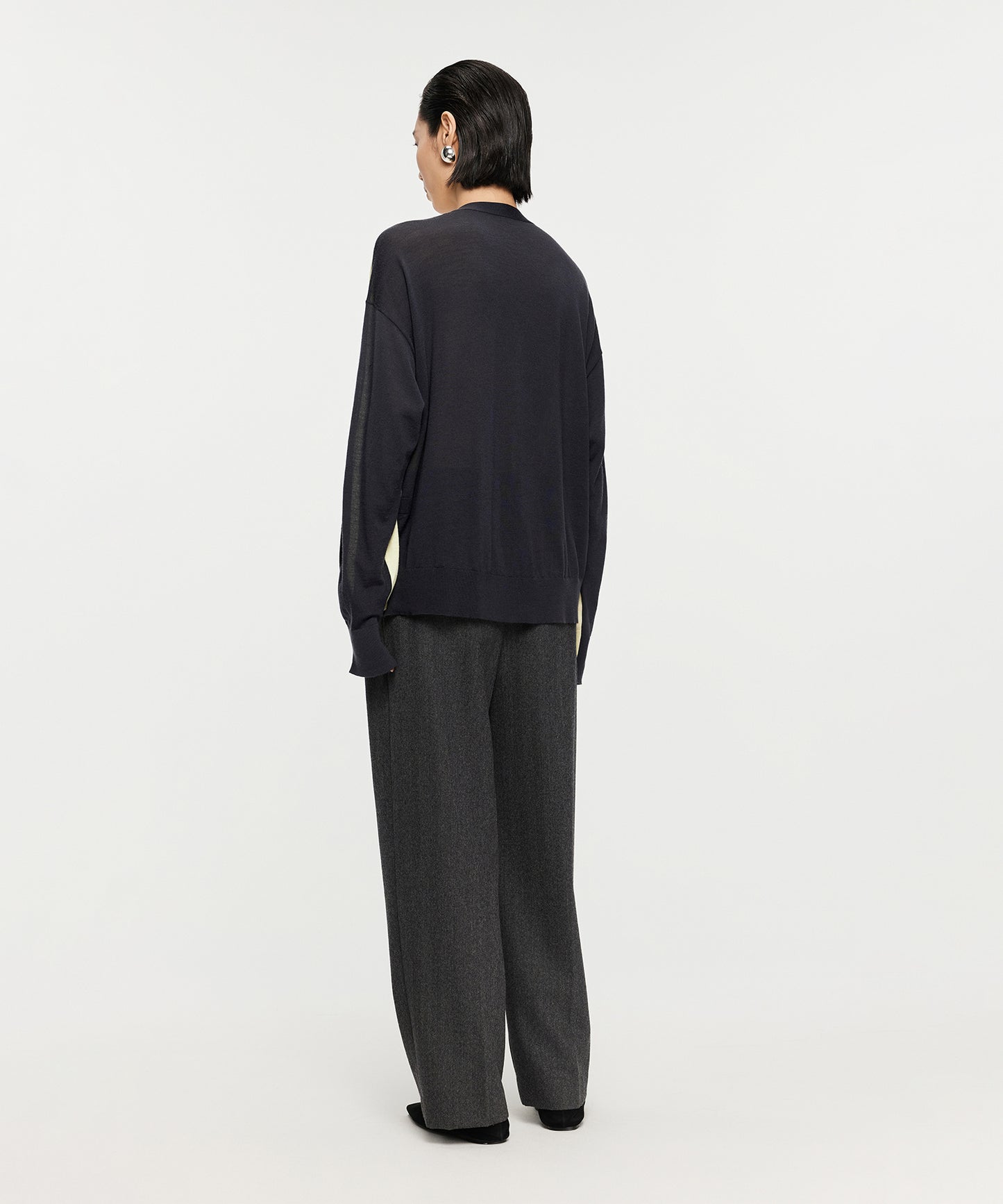 Two-Tone Merino Wool Cardigan