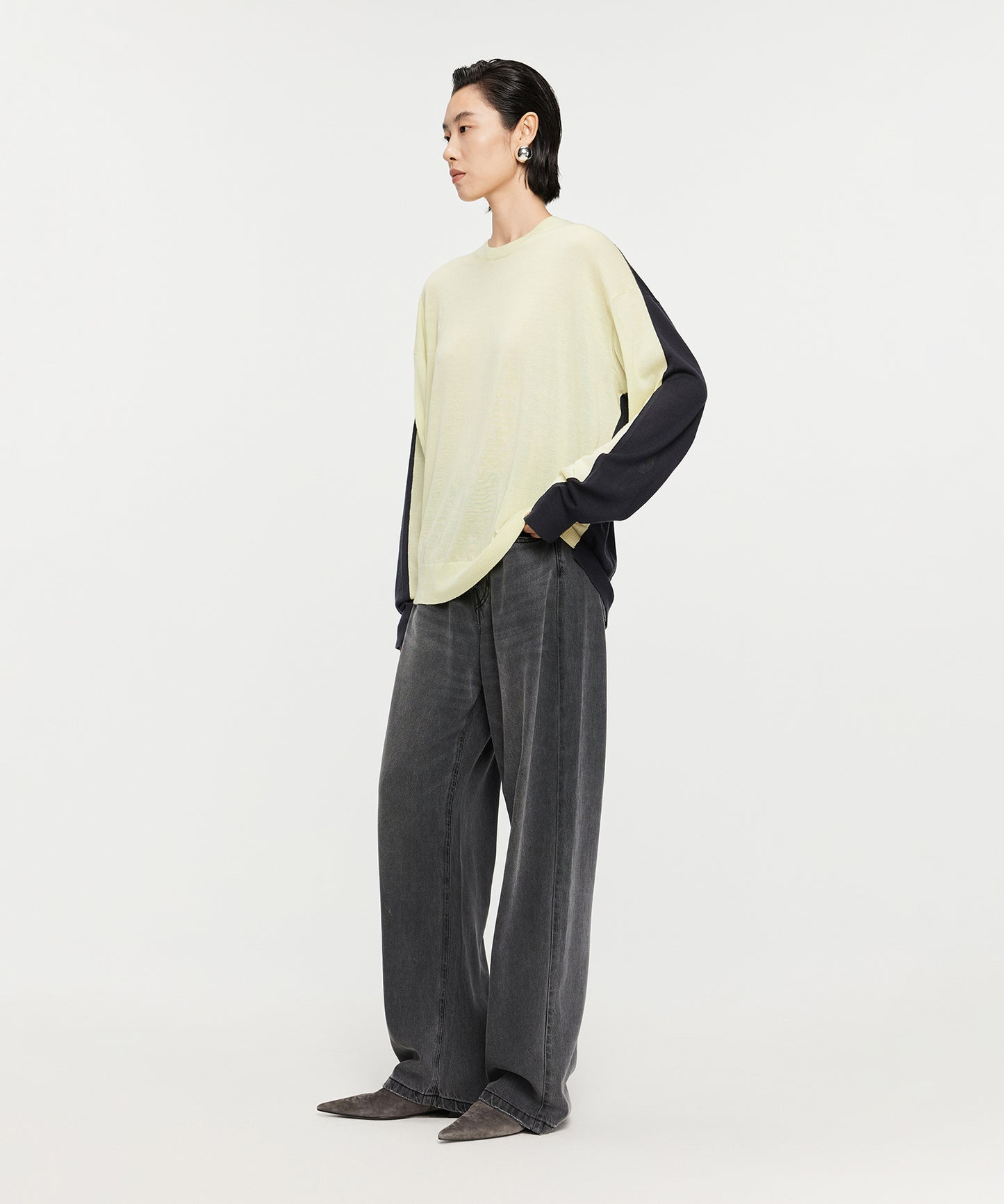 Two-Tone Merino Wool Sweater