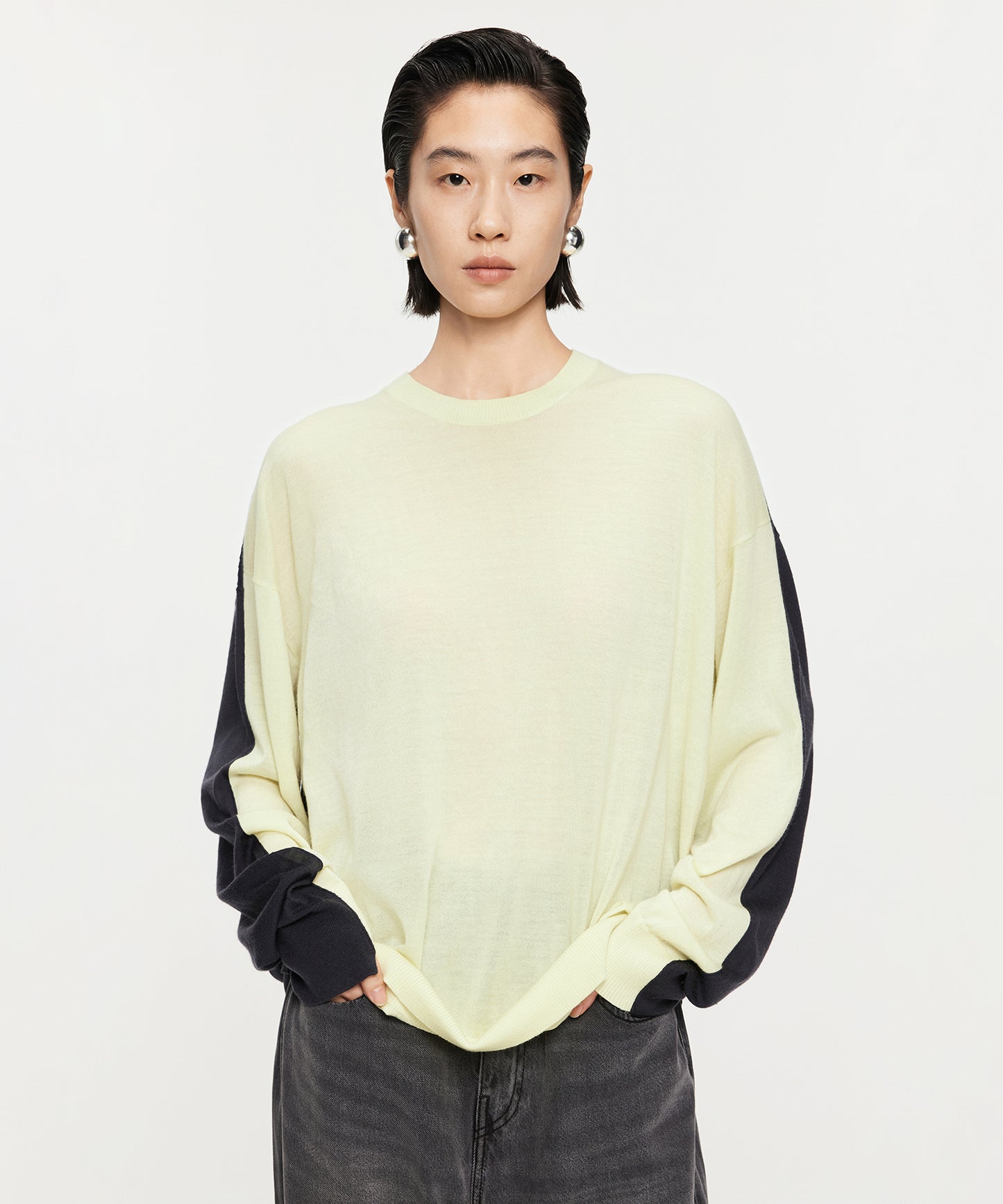 Two-Tone Merino Wool Sweater