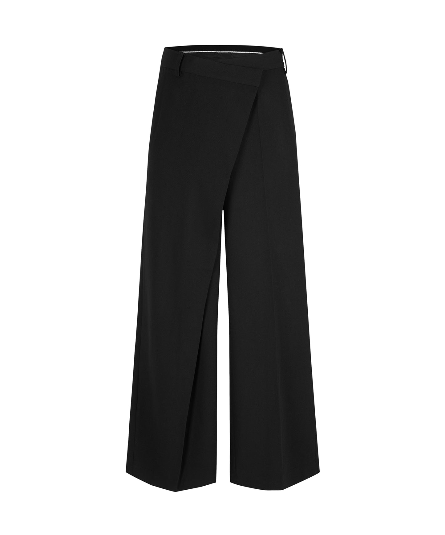 Mannish Wide-Leg Wrap Trousers