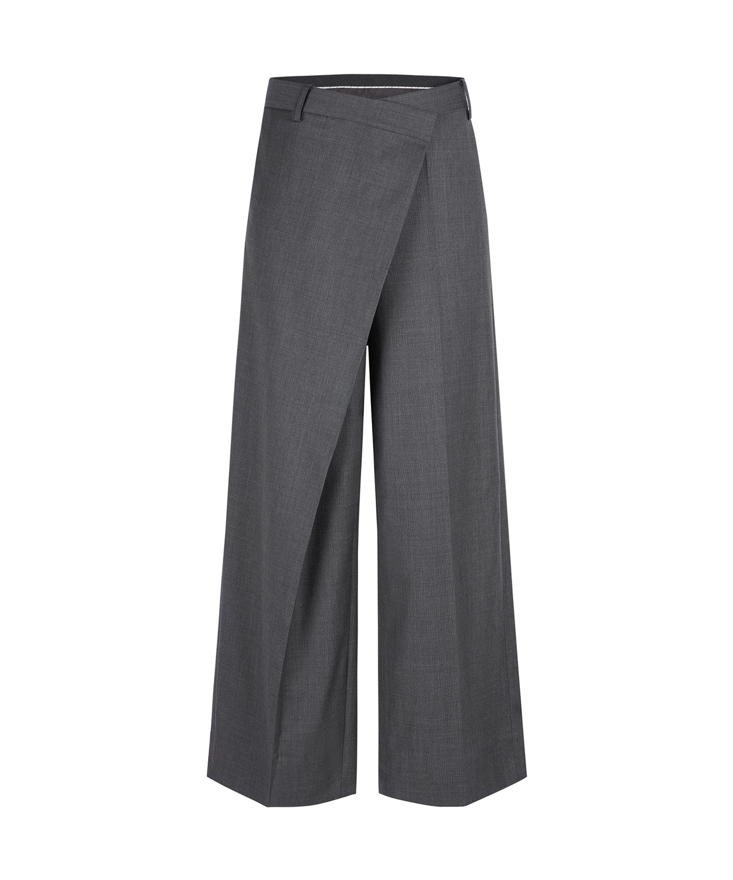 Mannish Wide-Leg Wrap Trousers