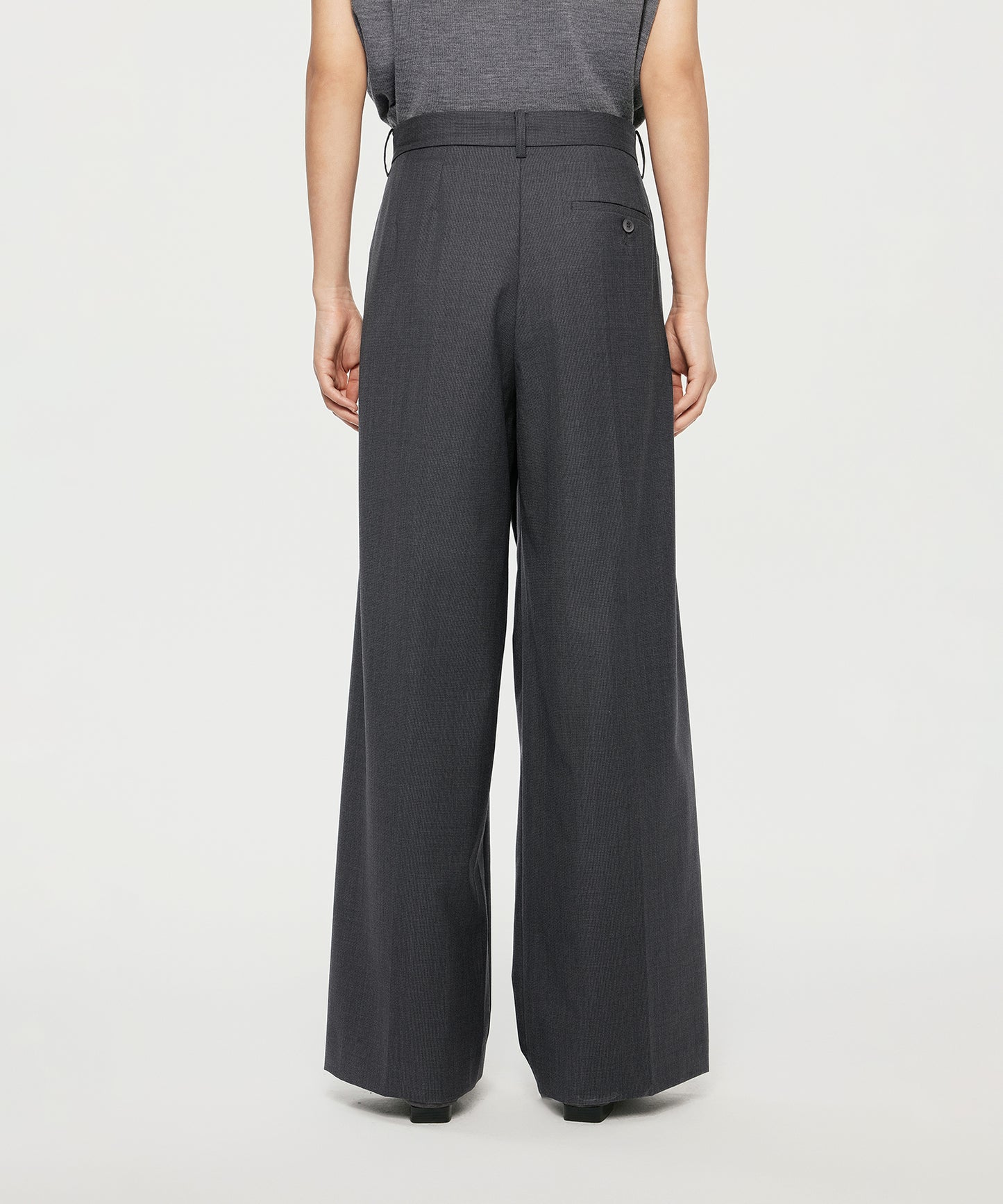 Mannish Wide-Leg Wrap Trousers