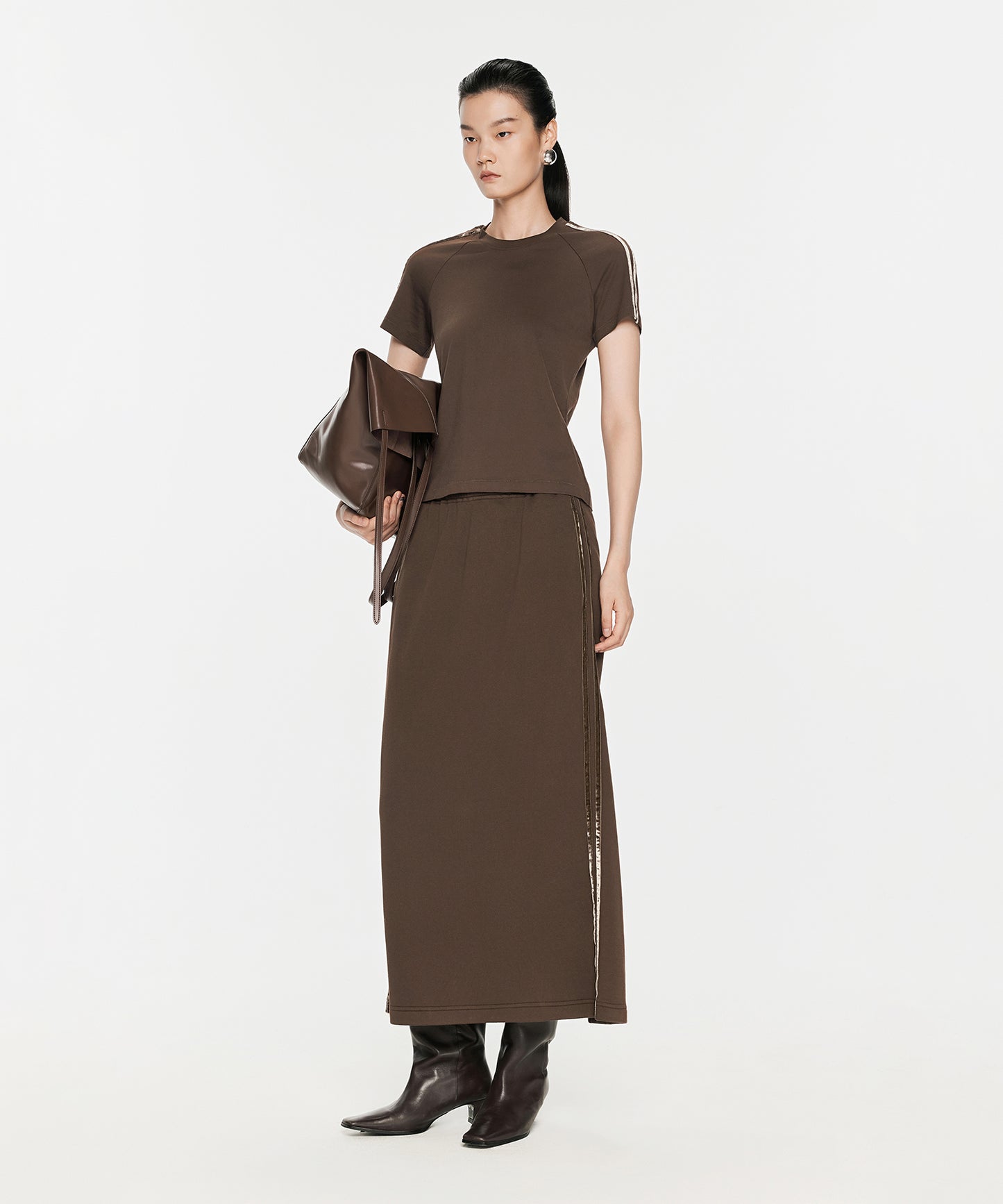 Velour Ribbon Sideline Maxi Skirt